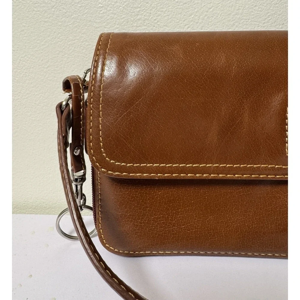 90's GIANI BERNINI‎ Genuine Leather Brown Shoulder Purse/Organizer